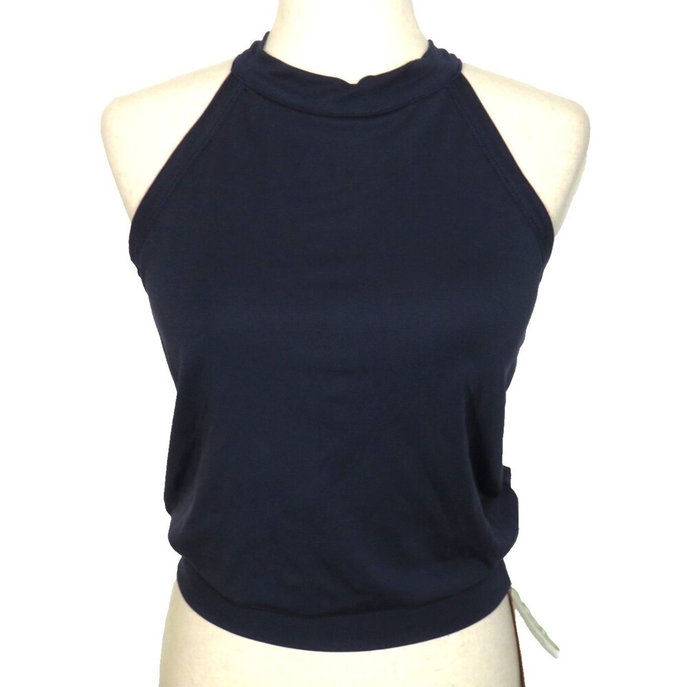 OGL Halter Neck Banded Hem Brami Bra Tank Top Navy Blue Size Medium
